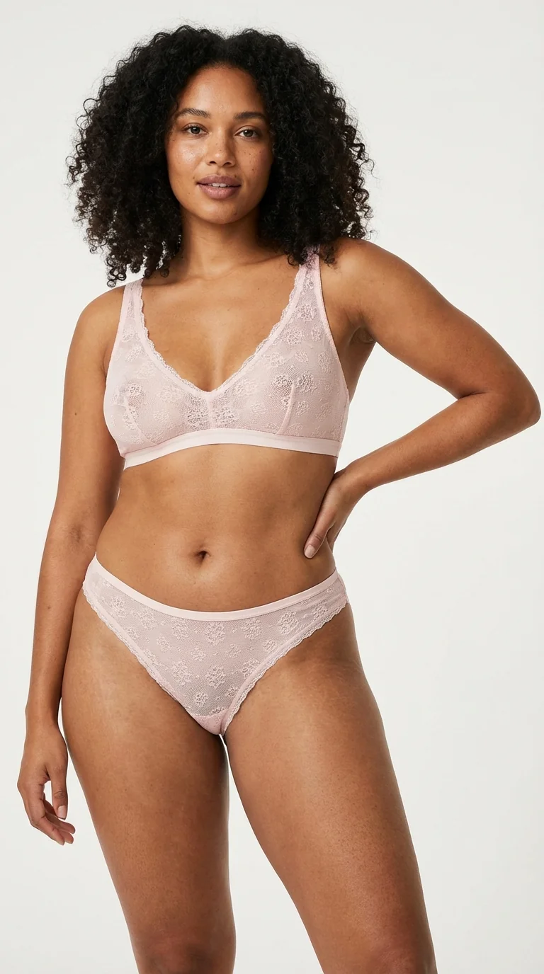 Jakarlı Pamuklu Slip Külot Soft Rose - Dantelli Detayları